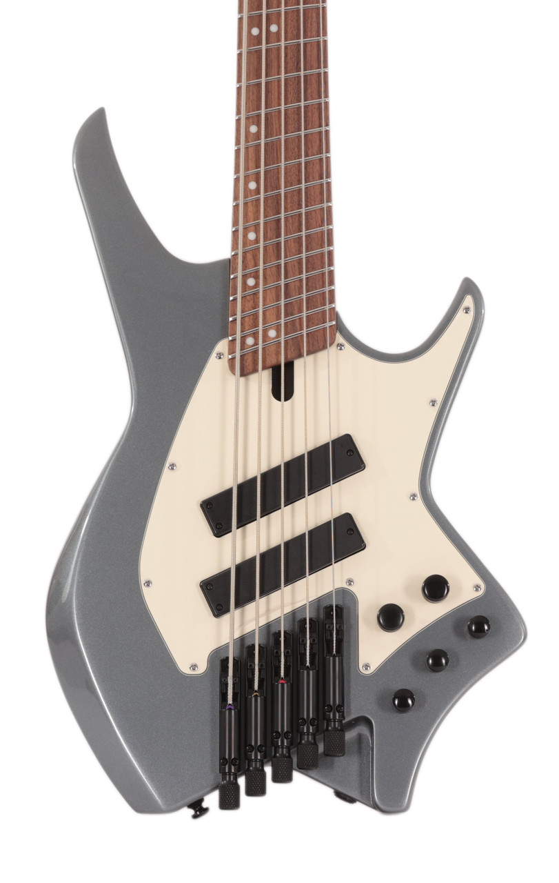 HILS NEXT HNB5 5-String Bass Guitar in Gloss Gunmetal Grey with Fanned Frets HILS NEXT HNB5 5-String Bass Guitar in Gloss Gunmetal Grey with Fanned Frets