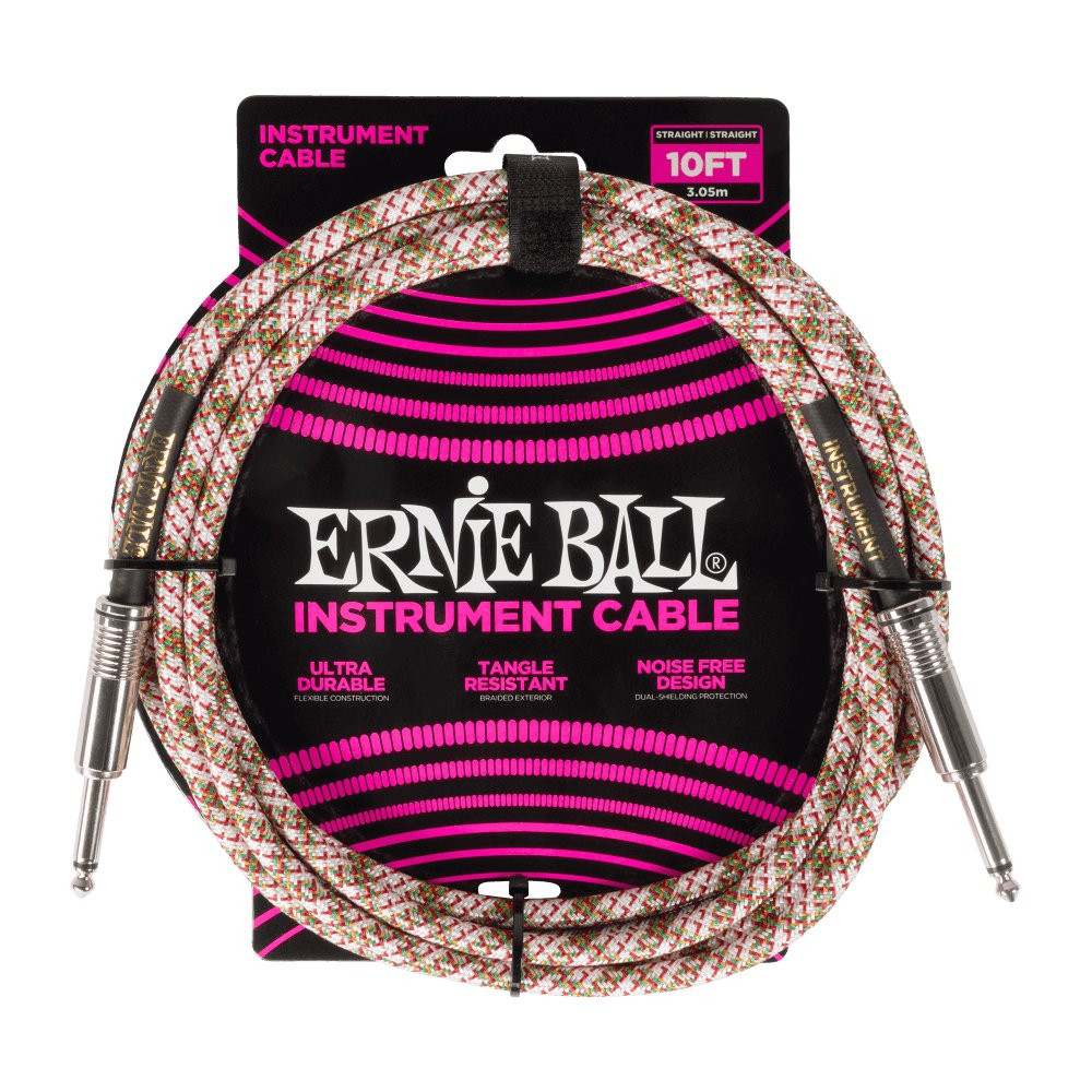 Ernie Ball Braided Instrument Cable Straight/Straight 10ft in Emerald Argyle