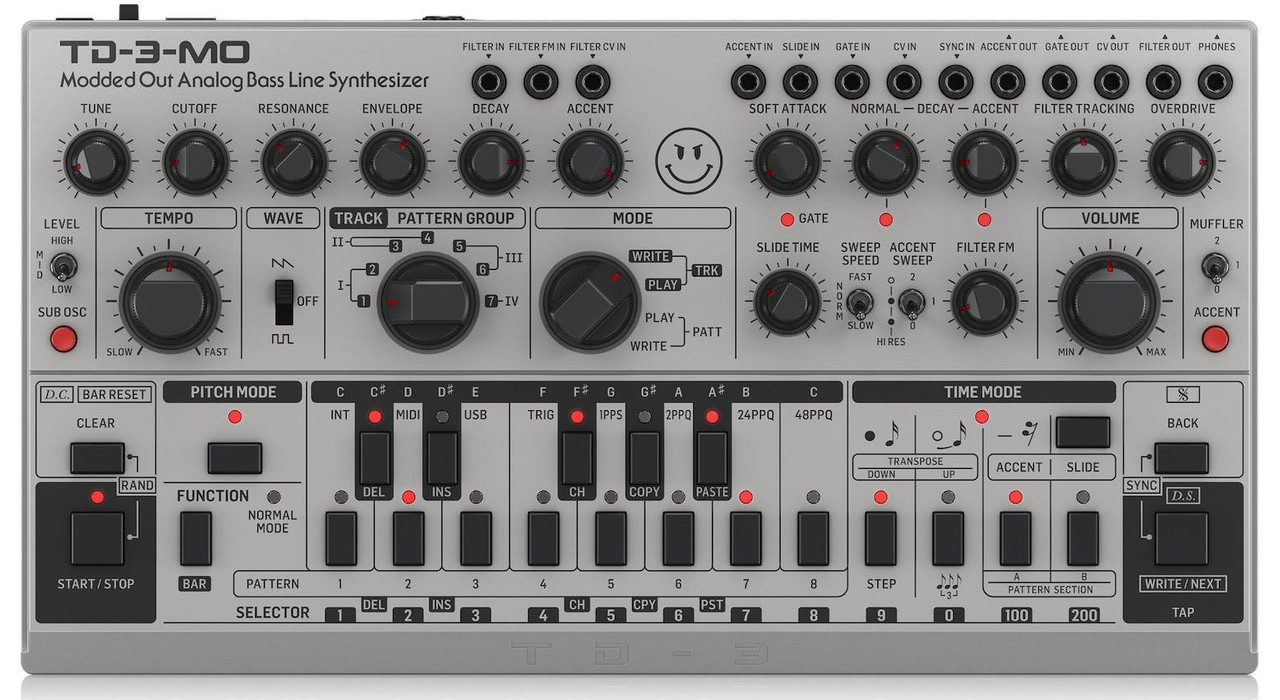 Behringer TD-3-MO-SR Modded Out Analogue Bass Line Synthesizer in Silver Behringer TD-3-MO-SR Modded Out Analogue Bass Line Synthesizer in Silver