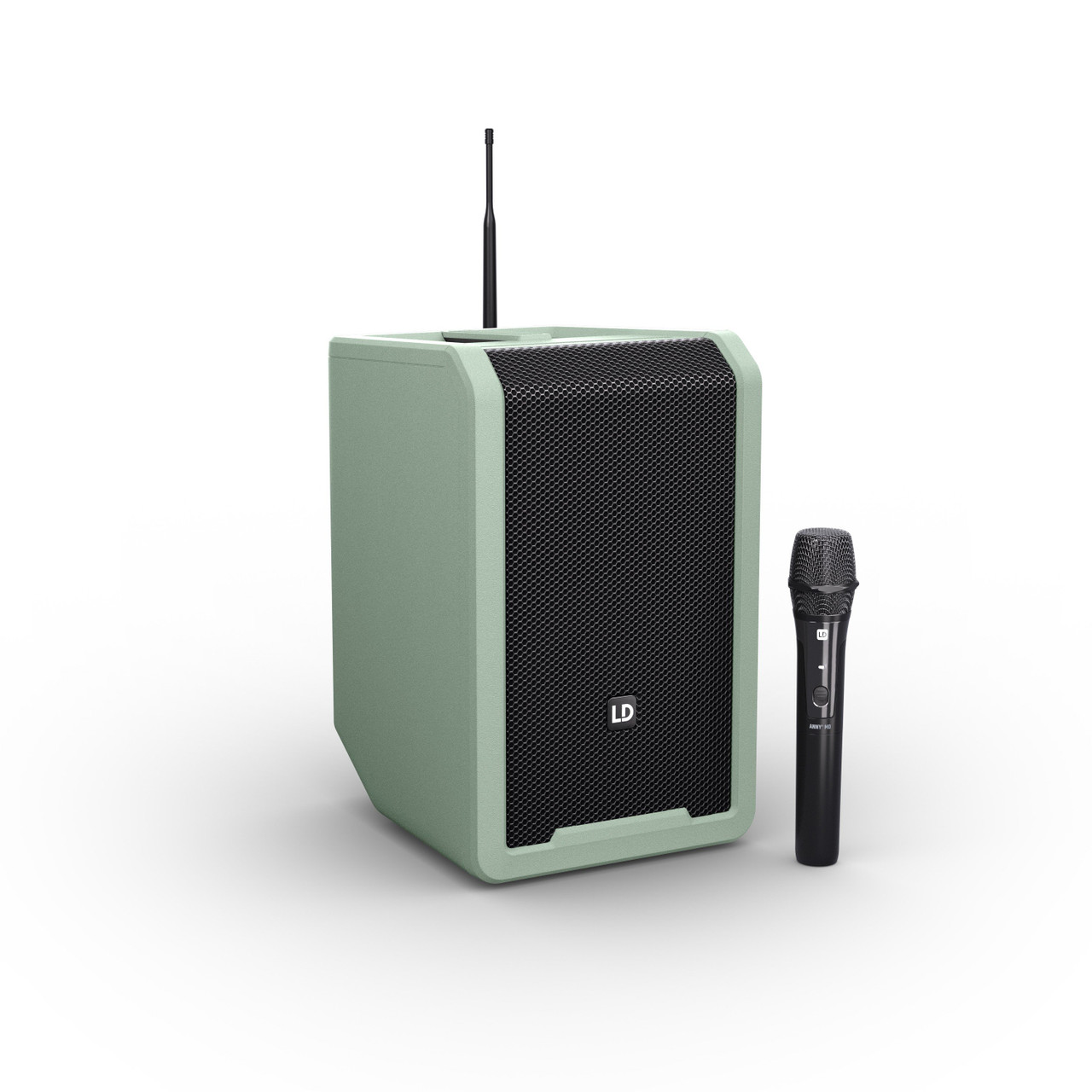 LD Systems ANNY 8 HHD B8 GN battery powered PA Speaker + Mixer + Handheld Microphone in Adventure Green