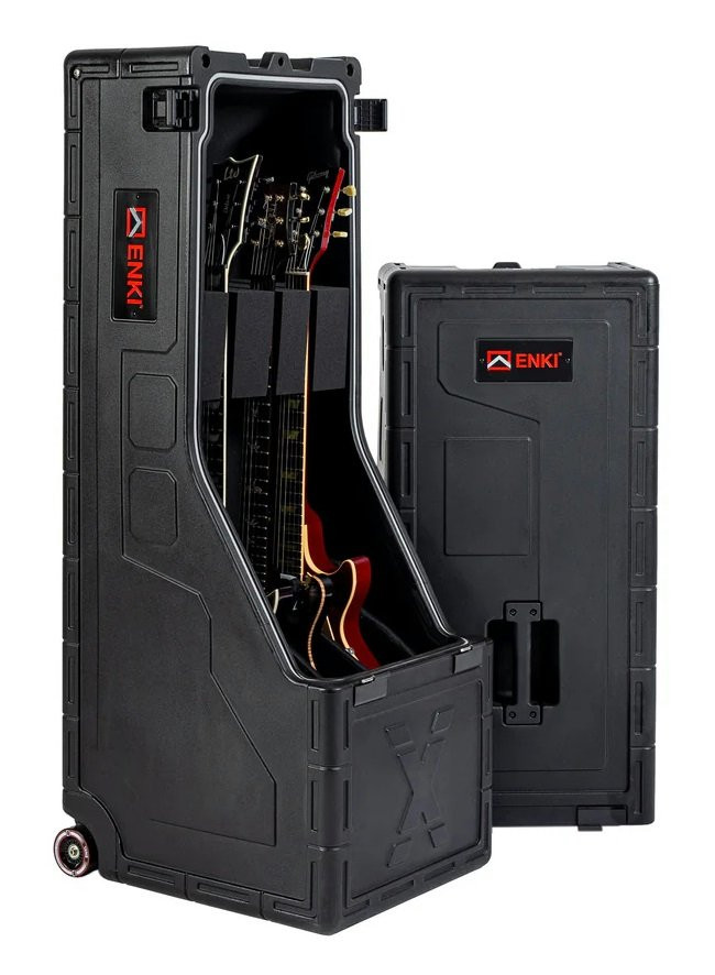 ENKI X-3 Electric Guitar Case for 3 Electric Guitars or 2 Acoustic Guitars in Black