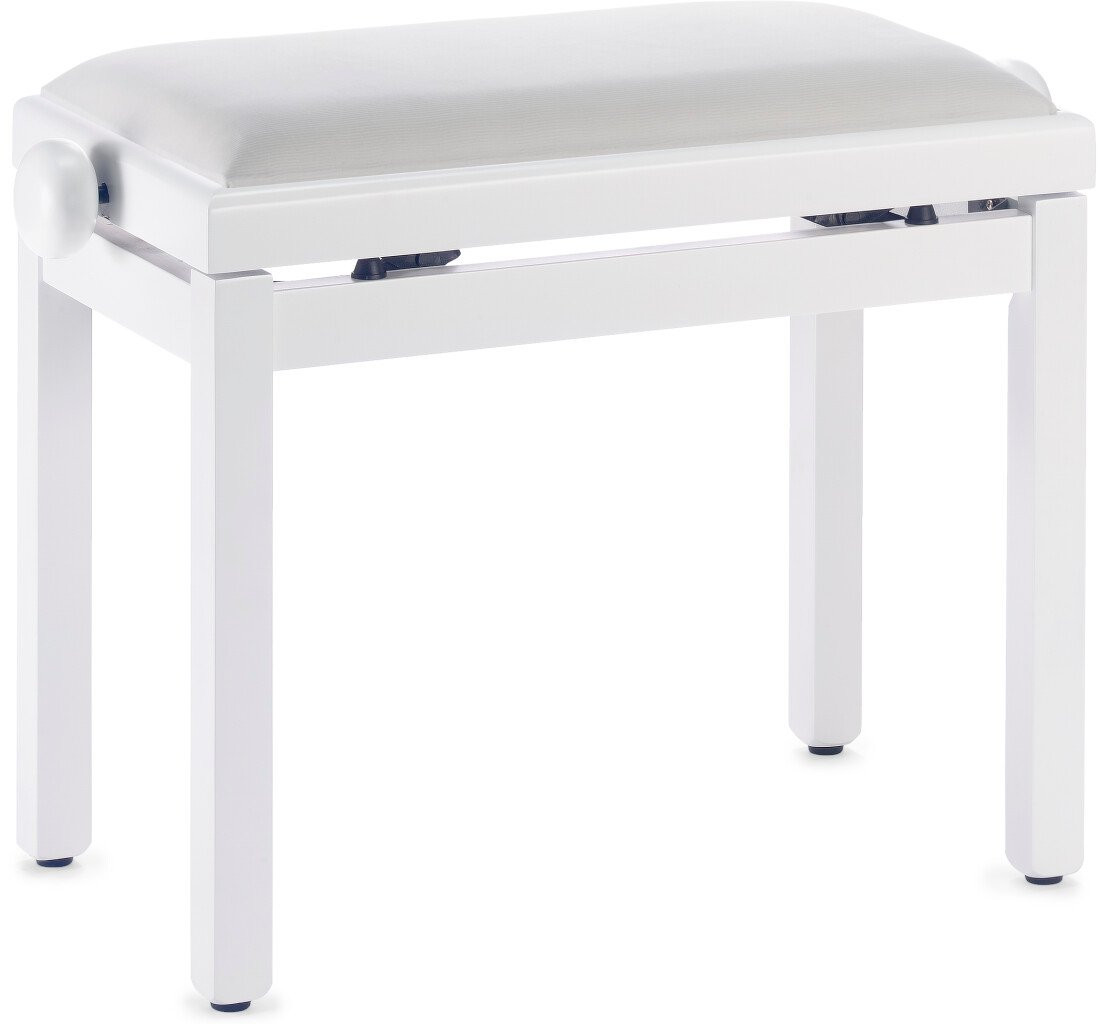 Stagg Rise & Fall Matt White Piano Bench with White Ribbed Velvet Top Stagg Rise & Fall Matt White Piano Bench with White Ribbed Velvet Top