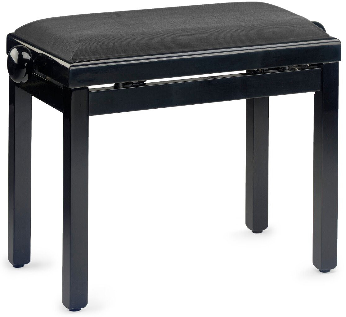 Stagg Rise & Fall Black High Gloss Piano Bench with Black Ribbed Velvet Top Stagg Rise & Fall Black High Gloss Piano Bench with Black Ribbed Velvet Top