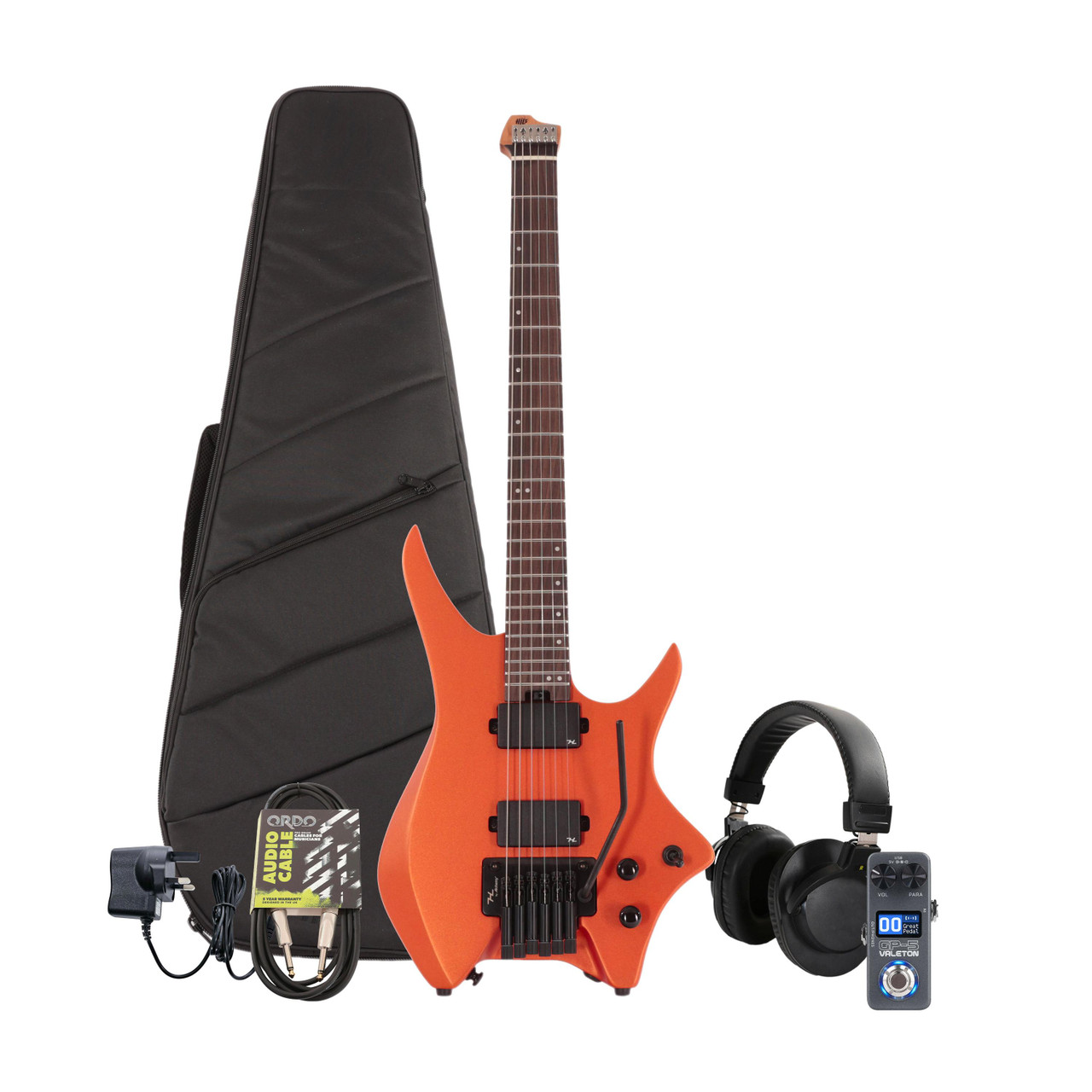 HILS NEXT HN5 Headless Electric Guitar in Satin Orange Multi-FX & Modelling Bundle with Accessories HILS NEXT HN5 Headless Electric Guitar in Satin Orange Multi-FX & Modelling Bundle with Accessories