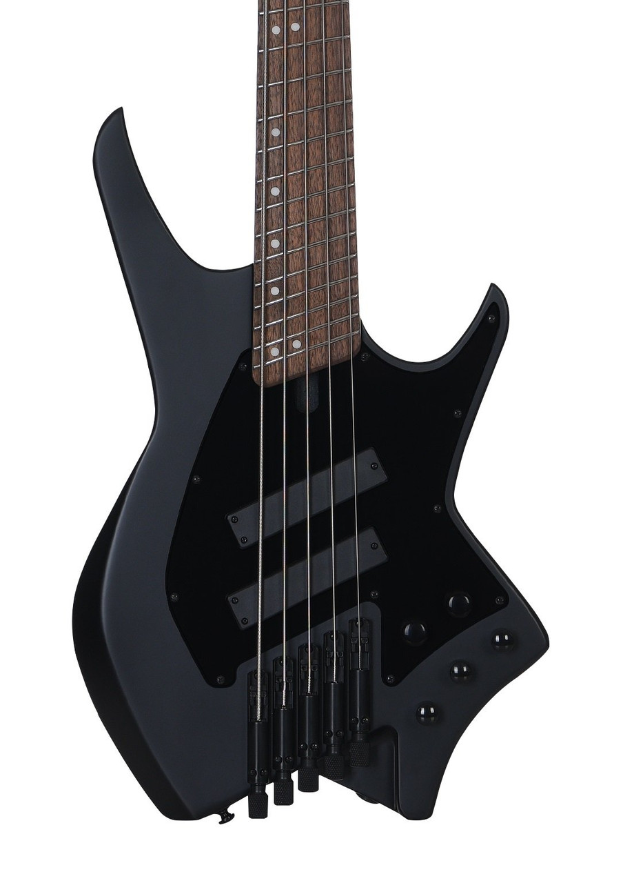 HILS NEXT HNB5 5-String Bass Guitar in Satin Black with Fanned Frets