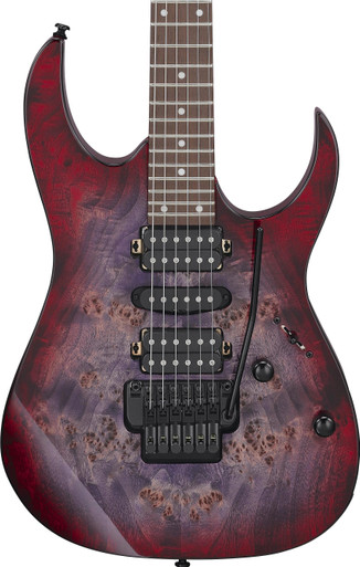 Ibanez RG Series with Poplar Burl Top in Red Eclipse Burst