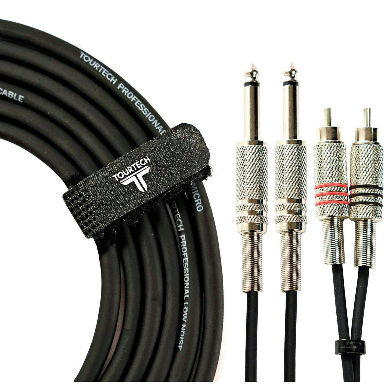 TOURTECH 60cm 2ft Twin cable - Jack to 2 x RCA Phono TOURTECH 60cm 2ft Twin cable - Jack to 2 x RCA Phono