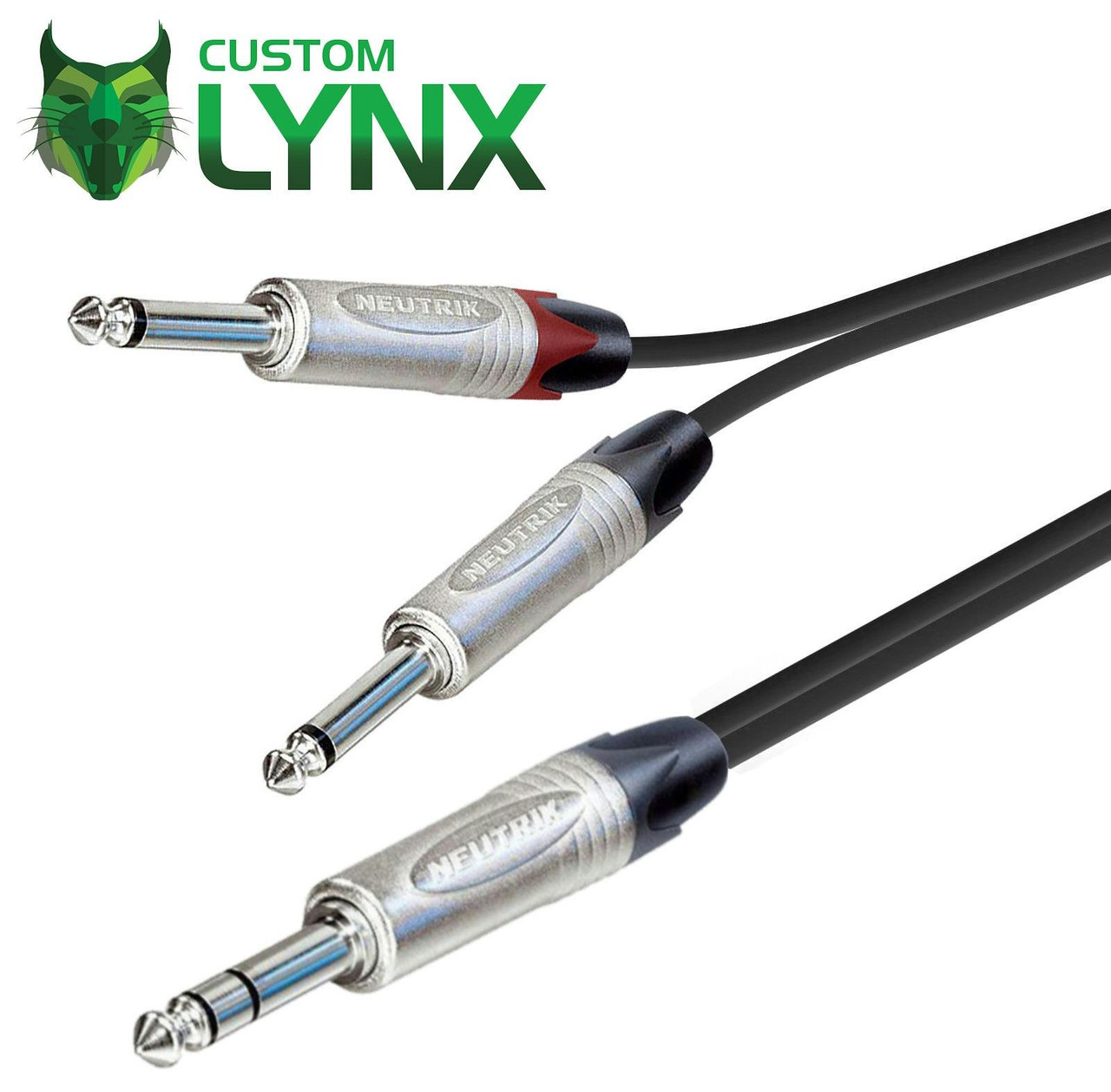 Lynx 1/4" TRS to 2 x Mono 1/4" Jack with Neutrik Connectors 10 Metre Lynx 1/4" TRS to 2 x Mono 1/4" Jack with Neutrik Connectors 10 Metre