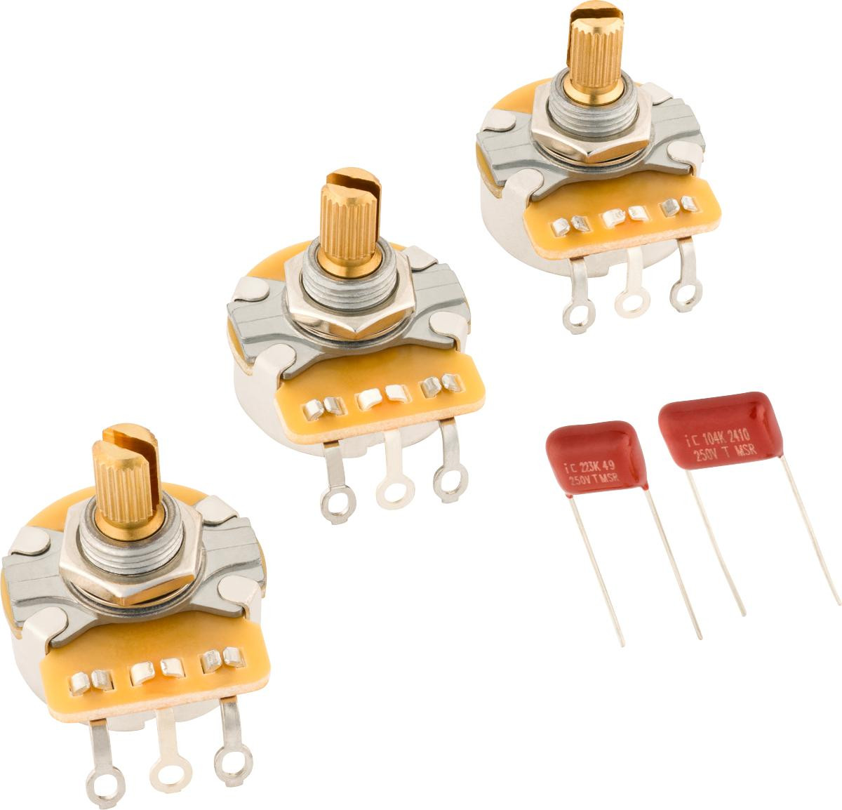 Fender Stratocaster Split Shaft Potentiometer and Capacitor Kit Fender Stratocaster Split Shaft Potentiometer and Capacitor Kit
