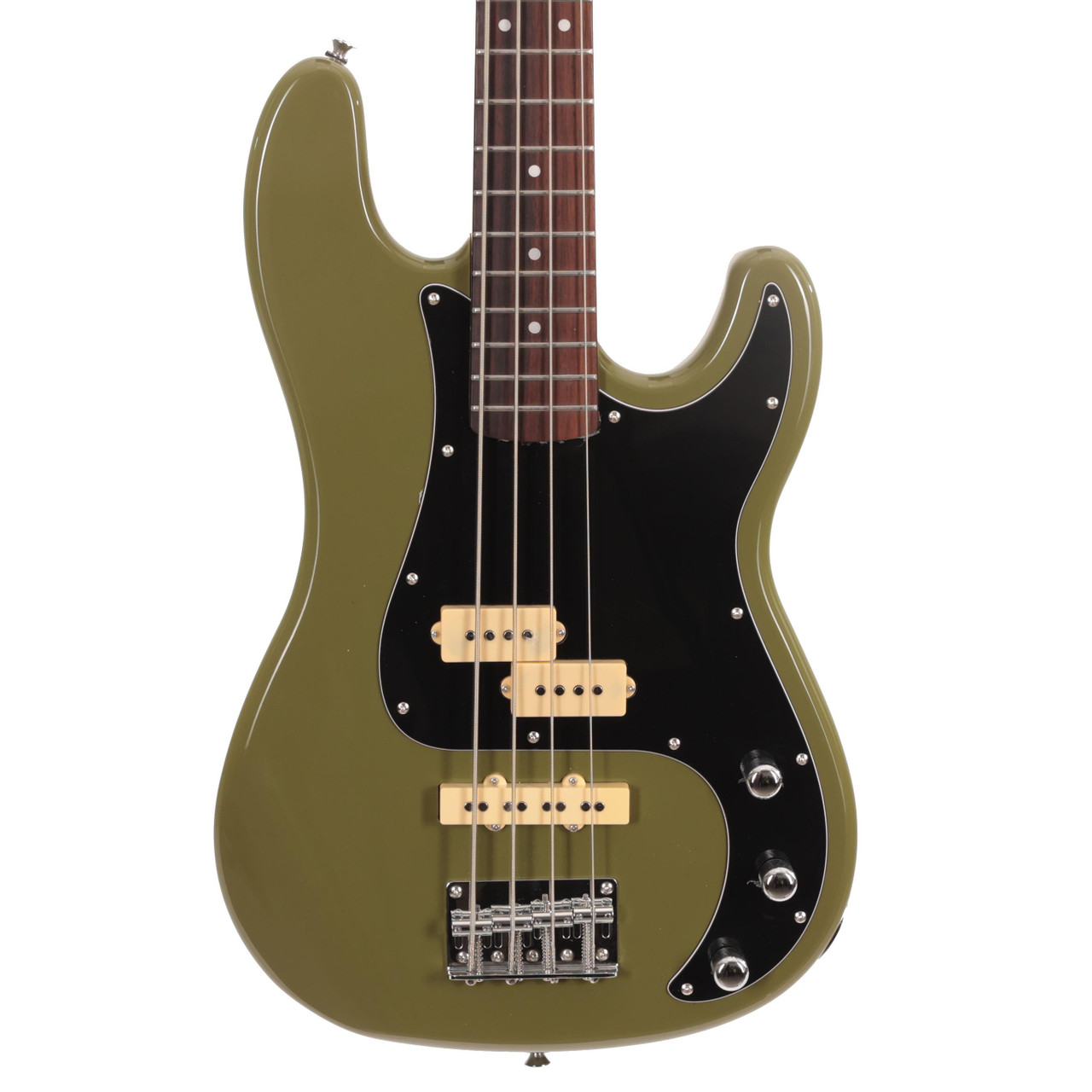 Eastcoast PJ4 Electric Bass Guitar In Drab Olive Green With Rosewood Fretboard Eastcoast PJ4 Electric Bass Guitar In Drab Olive Green With Rosewood Fretboard
