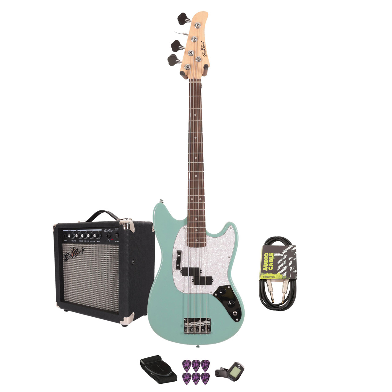 EastCoast MSB Bass Guitar Starter Pack in Daphne Blue with 15W Amp & Accessories EastCoast MSB Bass Guitar Starter Pack in Daphne Blue with 15W Amp & Accessories