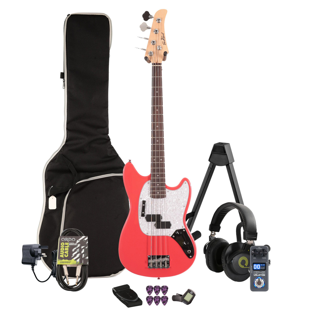 EastCoast MSB Bass Guitar in Fiesta Red Multi-FX & Modelling Bundle with Accessories