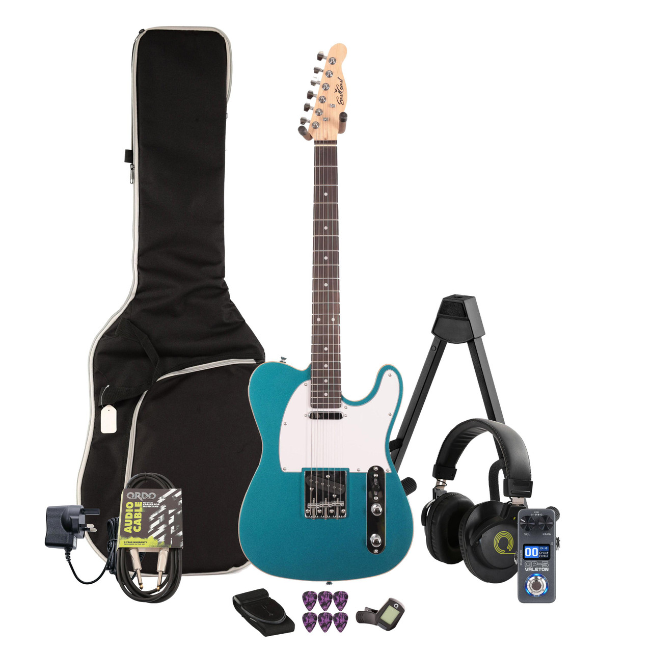 EastCoast T62 Electric Guitar in Lake Placid Blue Multi-FX & Modelling Bundle with Accessories EastCoast T62 Electric Guitar in Lake Placid Blue Multi-FX & Modelling Bundle with Accessories