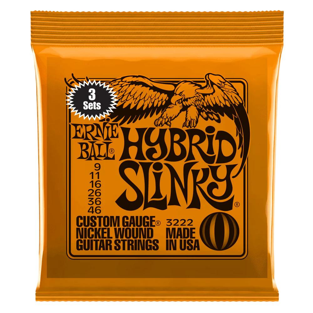 Ernie Ball 3222 Hybrid Slinky Nickel Wound 9-46 Electric Guitar Strings, 3-Pack Ernie Ball 3222 Hybrid Slinky Nickel Wound 9-46 Electric Guitar Strings, 3-Pack