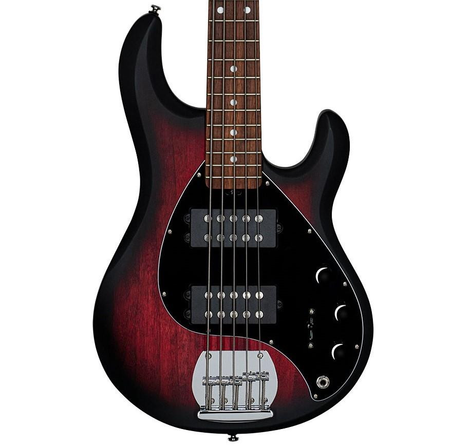 Sterling by Music Man Sub Series StingRay 5 HH Bass Guitar in Ruby Red Burst Satin Sterling by Music Man Sub Series StingRay 5 HH Bass Guitar in Ruby Red Burst Satin