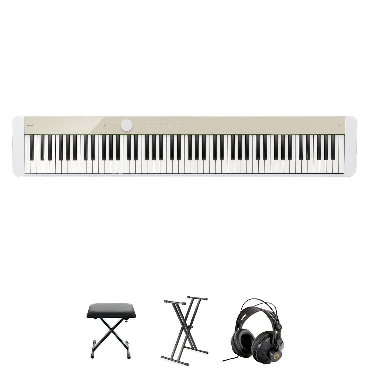 Casio PX-S1100 Digital Piano in Mellow Beige With Stool Stand and Headphones Bundle