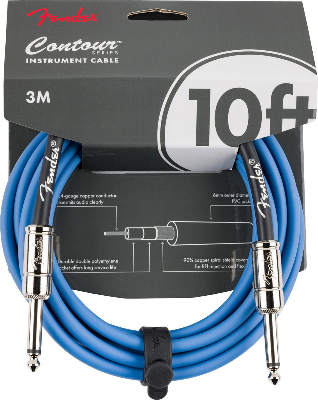Fender Contour 10' Cable in Lake Placid Blue Fender Contour 10' Cable in Lake Placid Blue