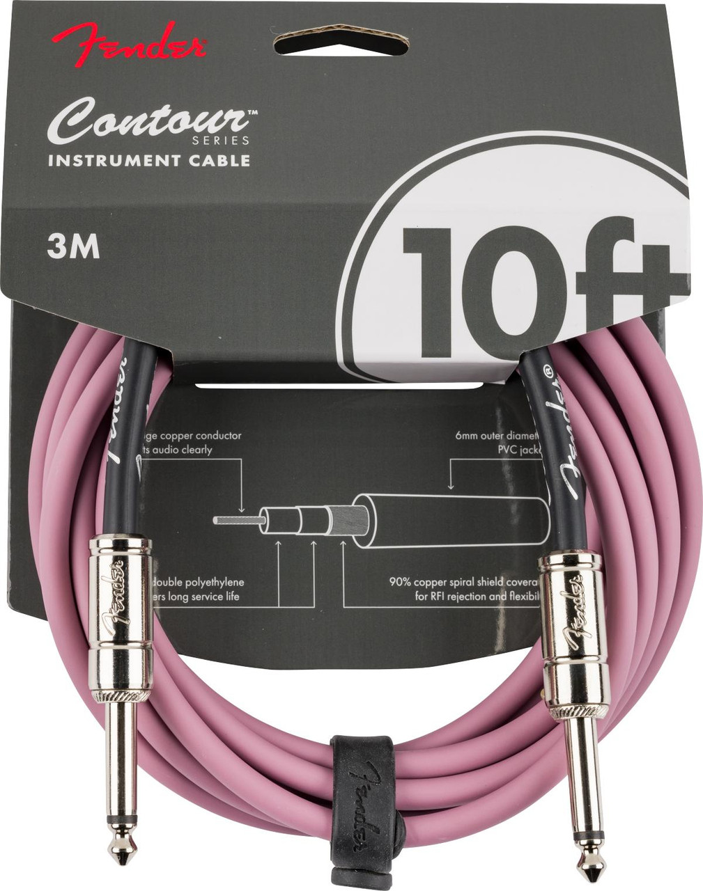 Fender Contour 10' Cable, Burgundy Mist Fender Contour 10' Cable, Burgundy Mist