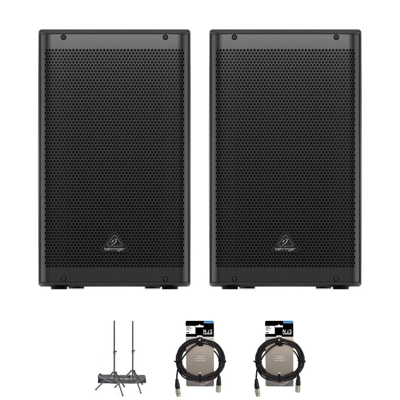 Behringer DR112DSP Active 12" PA Speaker Bundle With Cables & Stands Behringer DR112DSP Active 12" PA Speaker Bundle With Cables & Stands