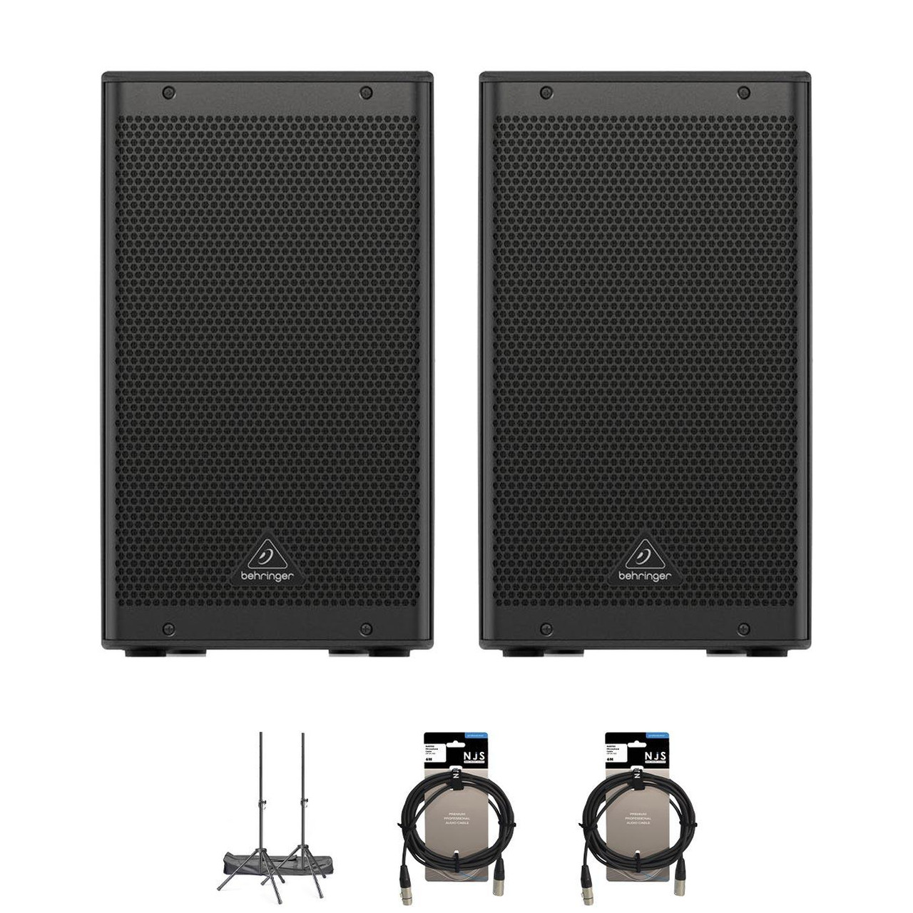 Behringer DR110DSP Active 10" PA Speaker Bundle With Cables & Stands Behringer DR110DSP Active 10" PA Speaker Bundle With Cables & Stands