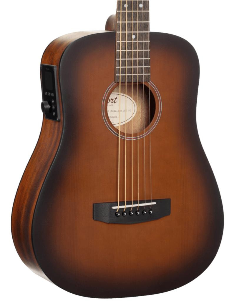 Cort Earth GO Travel Electro Acoustic Guitar In Open Pore Brown Burst