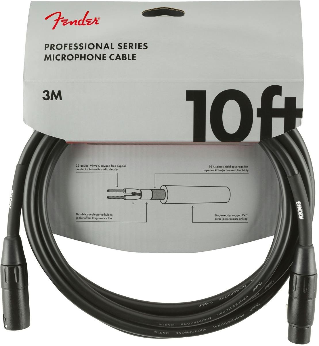 Fender Professional Series Microphone Cable 10' in Black