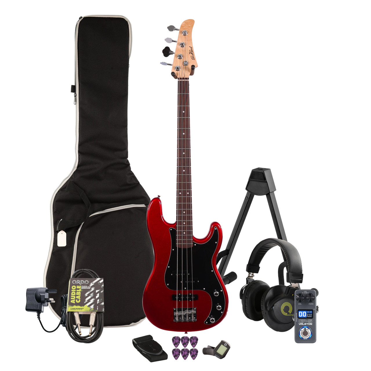 EastCoast PJ4 Bass Guitar in Candy Apple Red Multi-FX & Modelling Bundle with Accessories EastCoast PJ4 Bass Guitar in Candy Apple Red Multi-FX & Modelling Bundle with Accessories