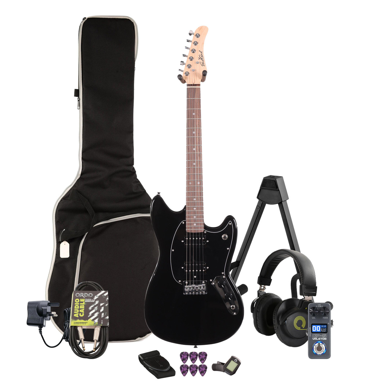 EastCoast MS1 Short Scale Electric Guitar Multi-FX & Modelling Bundle with Accessories