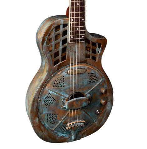 Johnson 994E Electro Acoustic Cutaway Resonator in Brass Rust