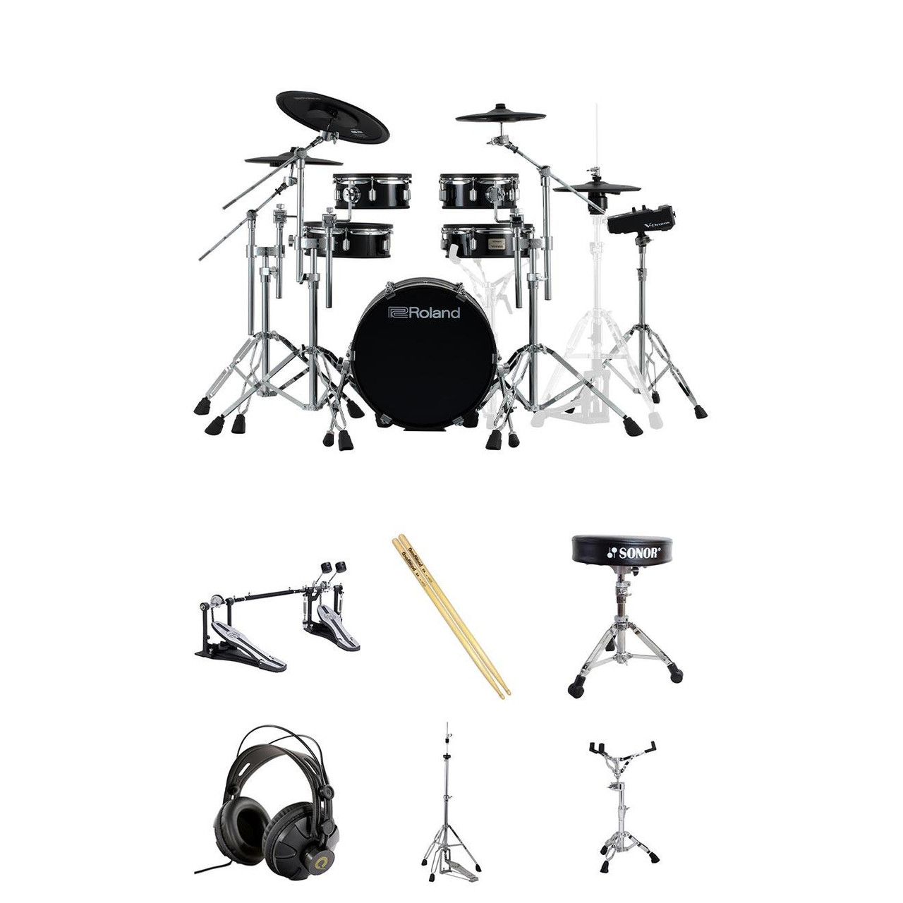 Roland VAD316 kit with throne, double pedal, headphones, sticks, hi hat stand and snare stand Roland VAD316 kit with throne, double pedal, headphones, sticks, hi hat stand and snare stand