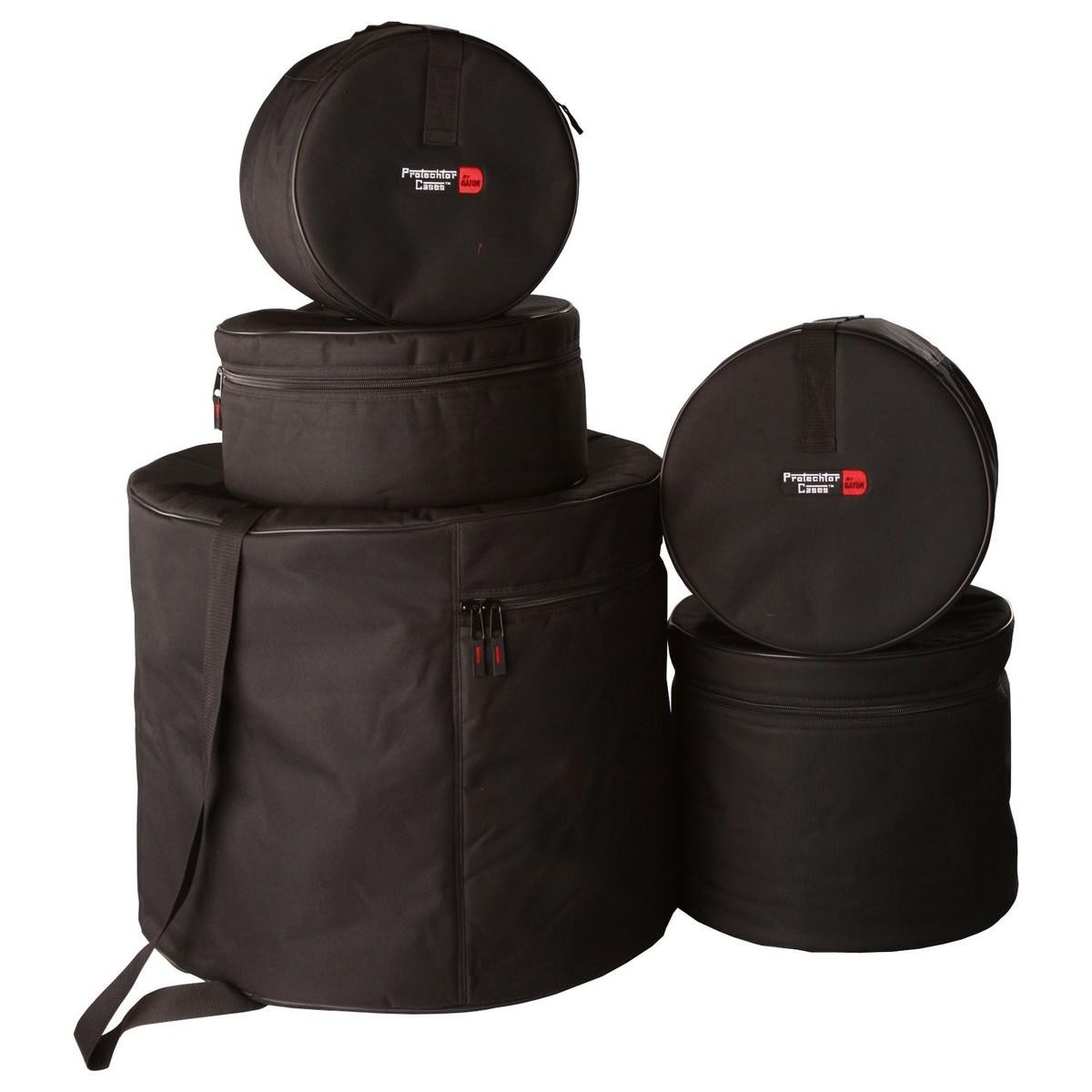 Gator 5-Piece Set of Padded Nylon Bags for Fusion Drum Set 22x18in 10x9in 12x10in 16x16in 14x55in Gator 5-Piece Set of Padded Nylon Bags for Fusion Drum Set 22x18in 10x9in 12x10in 16x16in 14x55in