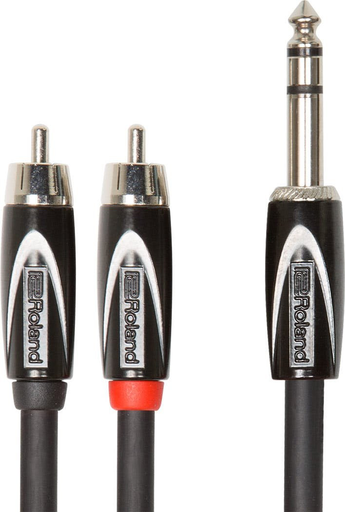 Roland 5ft / 1.5m interconnect cable, 1/4 inch trs (male)-dual rca Roland 5ft / 1.5m interconnect cable, 1/4 inch trs (male)-dual rca