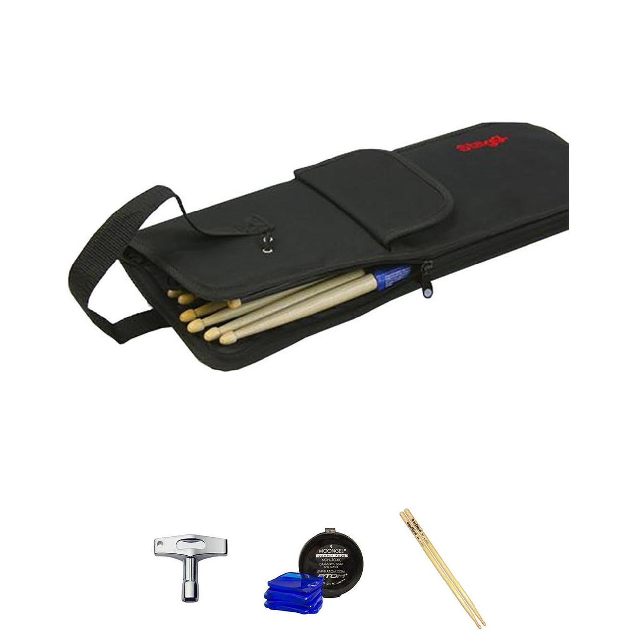 Drummer's Essentials Accessories Bundle inc Stick Bag, Moongel, Sticks, Drum Key Drummer's Essentials Accessories Bundle inc Stick Bag, Moongel, Sticks, Drum Key