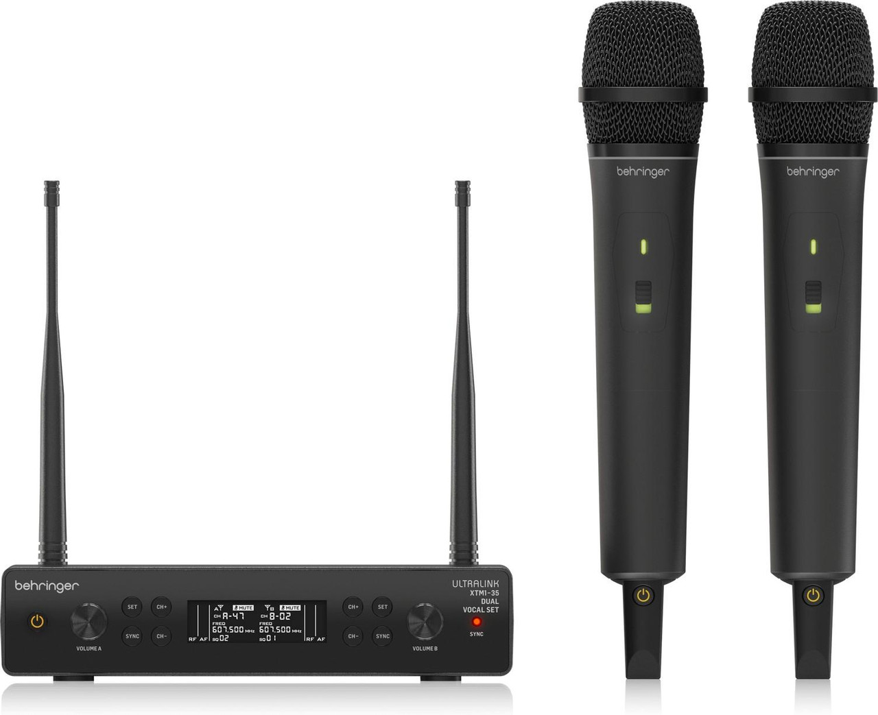 Behringer XTM1-35 DUAL VOCAL SET - UHF Wireless System with 2 Handheld Microphones & Dual-Channel Receiver Behringer XTM1-35 DUAL VOCAL SET - UHF Wireless System with 2 Handheld Microphones & Dual-Channel Receiver