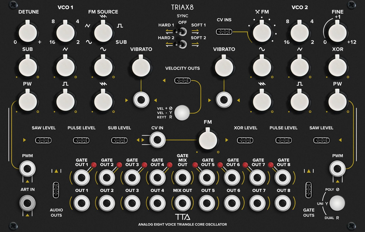 Tiptop Audio Triax 8 Analogue Eight-Voice Triangle Core Oscillator Tiptop Audio Triax 8 Analogue Eight-Voice Triangle Core Oscillator