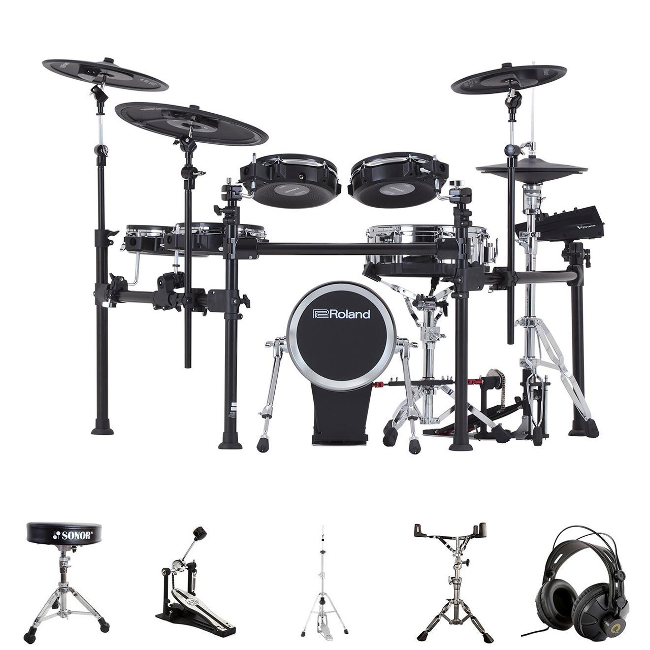 Roland TD713 Kit with Throne, Pedal, Sticks, Hi Hat Stand, Snare Stand, and Headphones Roland TD713 Kit with Throne, Pedal, Sticks, Hi Hat Stand, Snare Stand, and Headphones