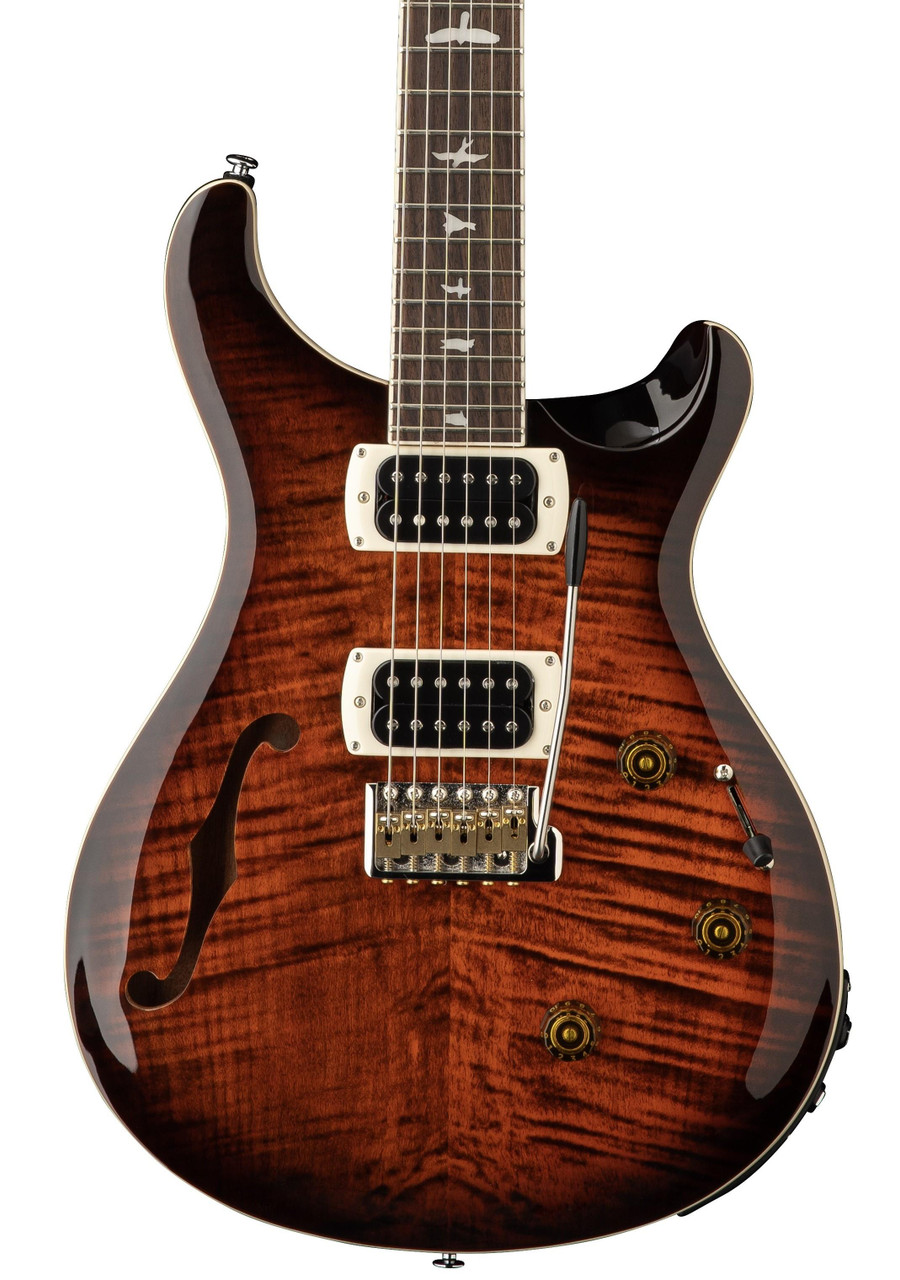 PRS SE Custom 24 Semi-Hollow Piezo Electric Guitar in Orange Tiger Smokeburst (2026) PRS SE Custom 24 Semi-Hollow Piezo Electric Guitar in Orange Tiger Smokeburst (2026)