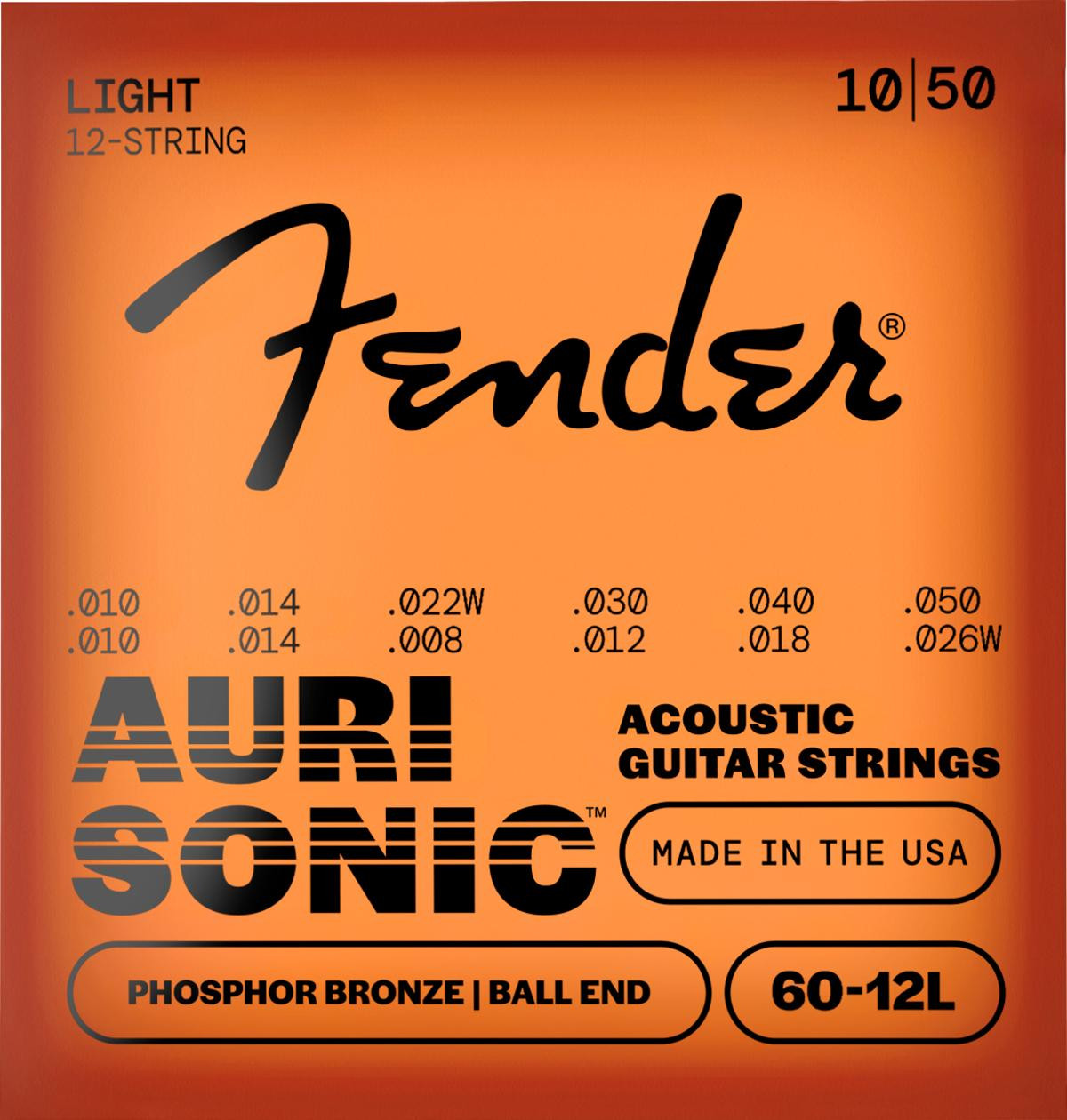 Fender AuriSonic 60-12L Phosphor Bronze 12-String Acoustic Guitar Strings 10-48