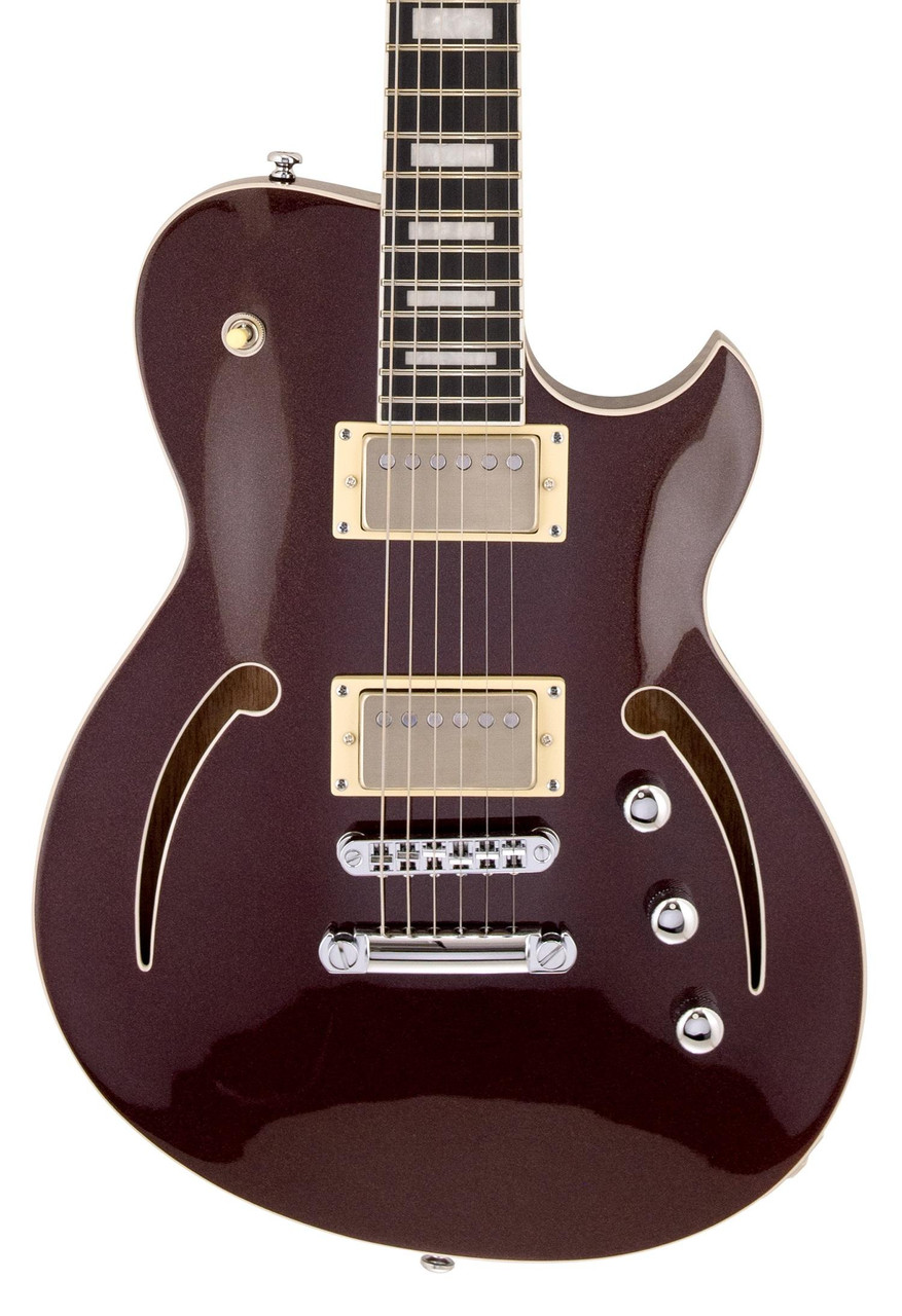 Reverend Roundhouse Air HH Electric Guitar in Metallic Bordeaux Reverend Roundhouse Air HH Electric Guitar in Metallic Bordeaux