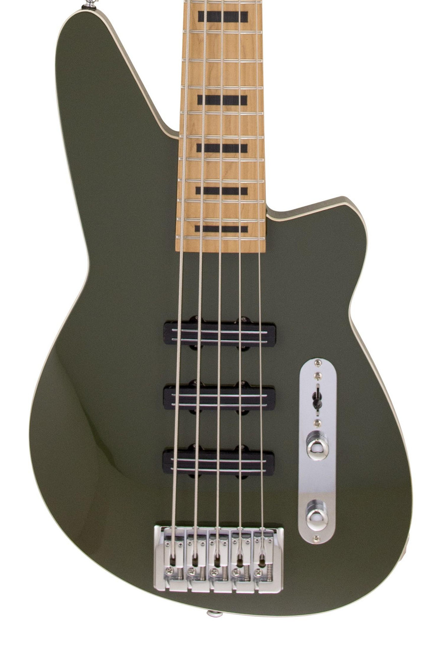 Reverend Triad 5 String Bass Guitar in Army Green Reverend Triad 5 String Bass Guitar in Army Green