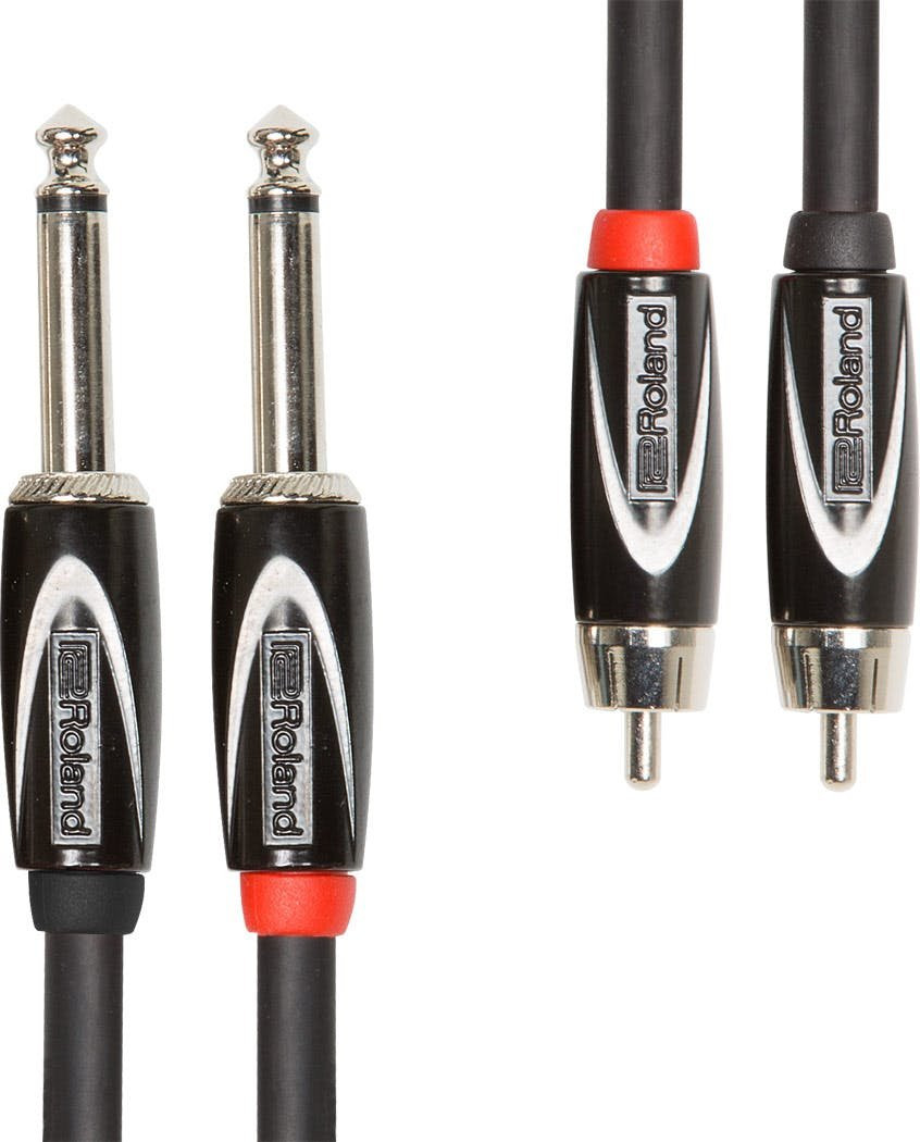 Roland Dual 1/4” TS Jack to Dual RCA Interconnect Cable, 10ft / 3m in Black Roland Dual 1/4” TS Jack to Dual RCA Interconnect Cable, 10ft / 3m in Black