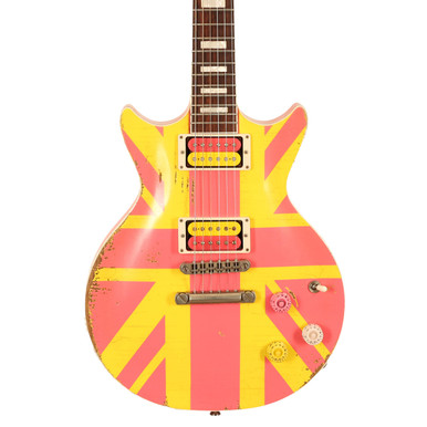Rock N Roll Relics Starfighter Custom Medium Aged in Never Mind the Finish Pink and Yellow Rock N Roll Relics Starfighter Custom Medium Aged in Never Mind the Finish Pink and Yellow