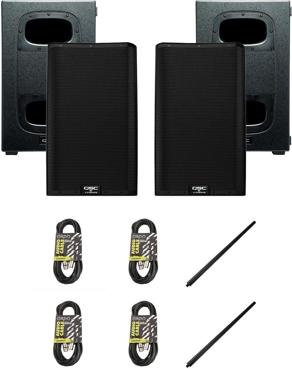 QSC K12.2 High Performance PA with KS212C Subs, Poles and Cables QSC K12.2 High Performance PA with KS212C Subs, Poles and Cables