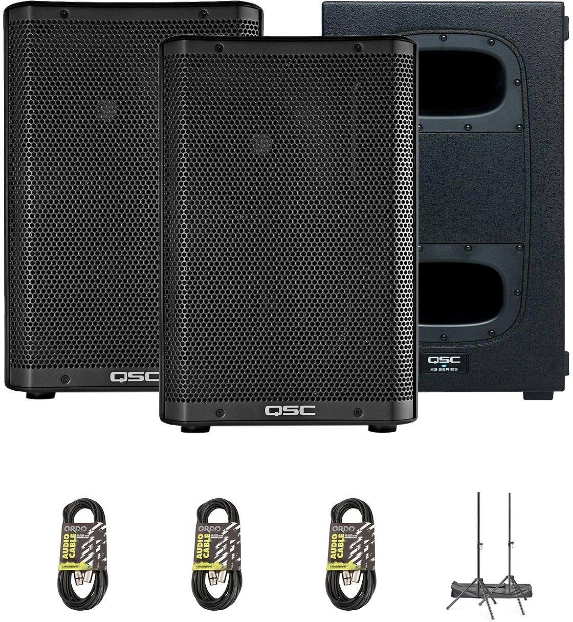 QSC CP8 Compact PA with KS112 Sub, Stands & Cables QSC CP8 Compact PA with KS112 Sub, Stands & Cables