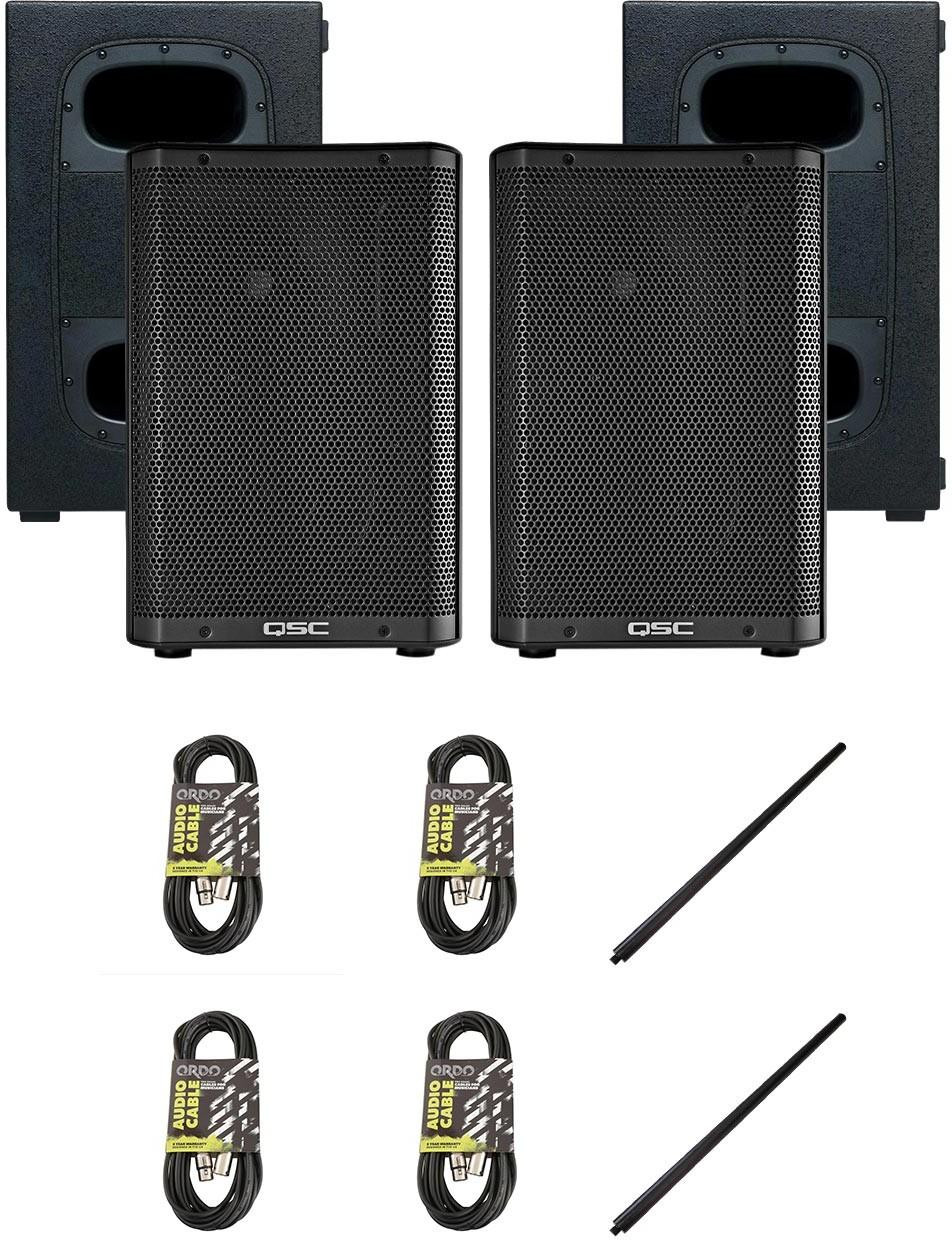 QSC CP12 High Power PA with KS112 Subs, Stands & Cables QSC CP12 High Power PA with KS112 Subs, Stands & Cables