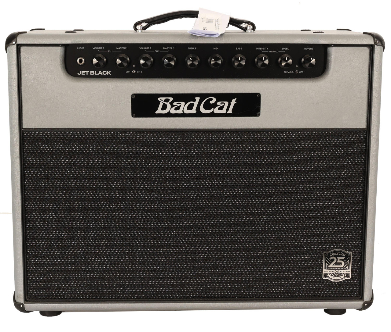 Second Hand Bad Cat Jet Black 1x12" 38W Valve Amp Combo in 25th Anniversary Silver Vinyl #596 Second Hand Bad Cat Jet Black 1x12" 38W Valve Amp Combo in 25th Anniversary Silver Vinyl #596
