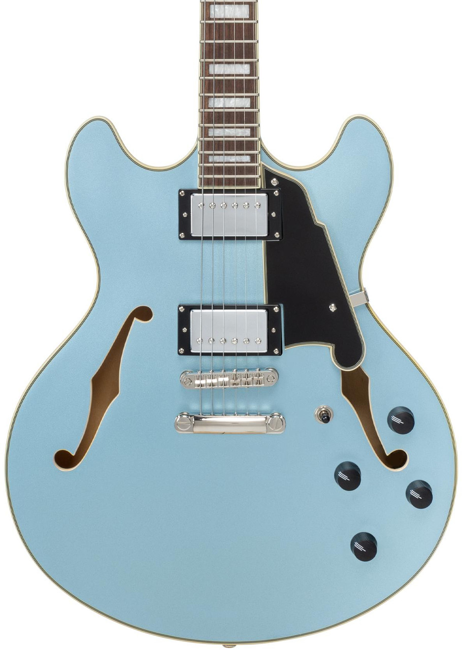 D’Angelico Premier DC Semi-Hollow Electric Guitar in Steel Blue D’Angelico Premier DC Semi-Hollow Electric Guitar in Steel Blue