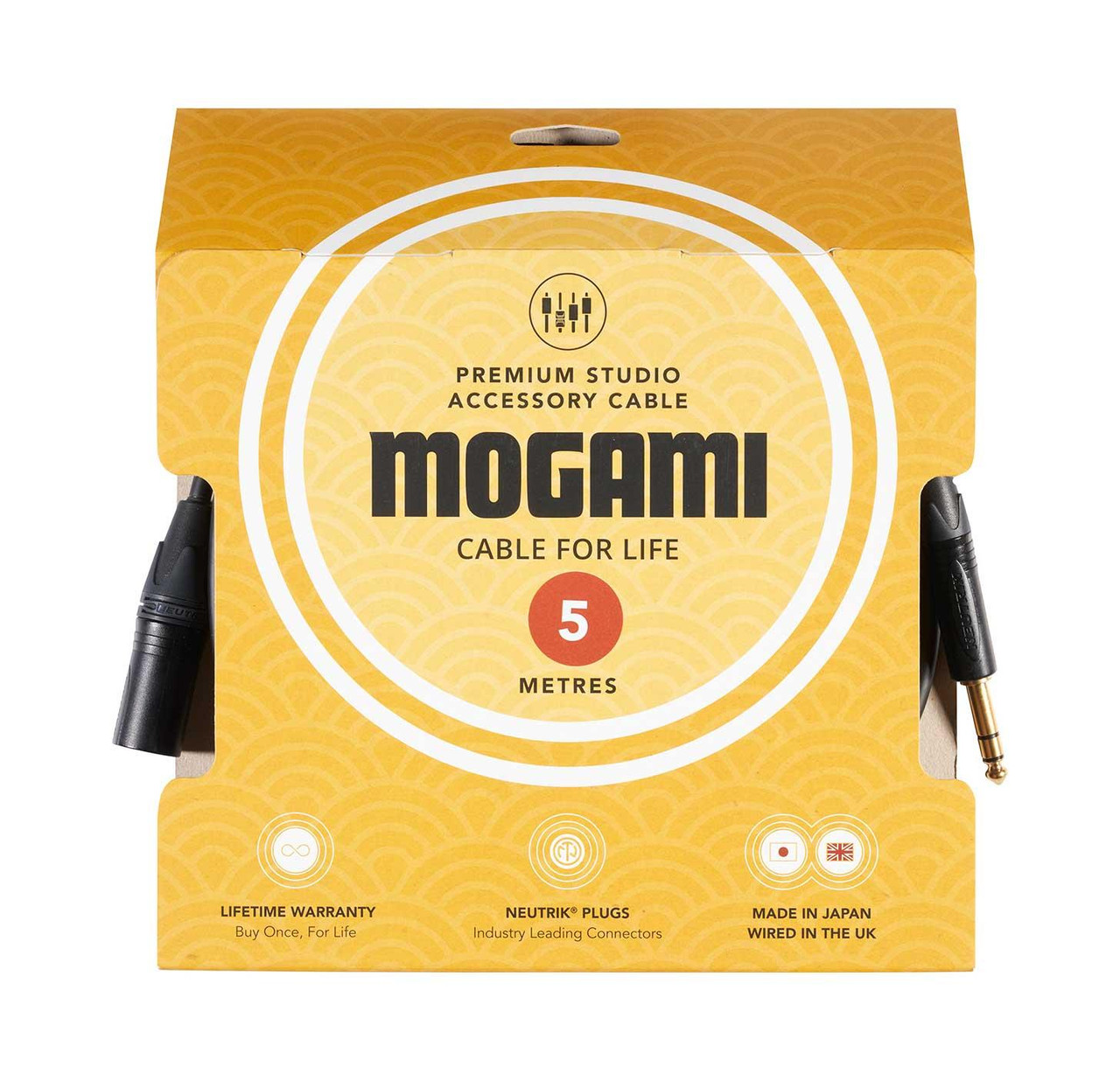 Mogami 2534 Quad Neglex 5m Cable Terminated with Neutrik Black and Gold Male XLR and TRS 1/4″ Jack