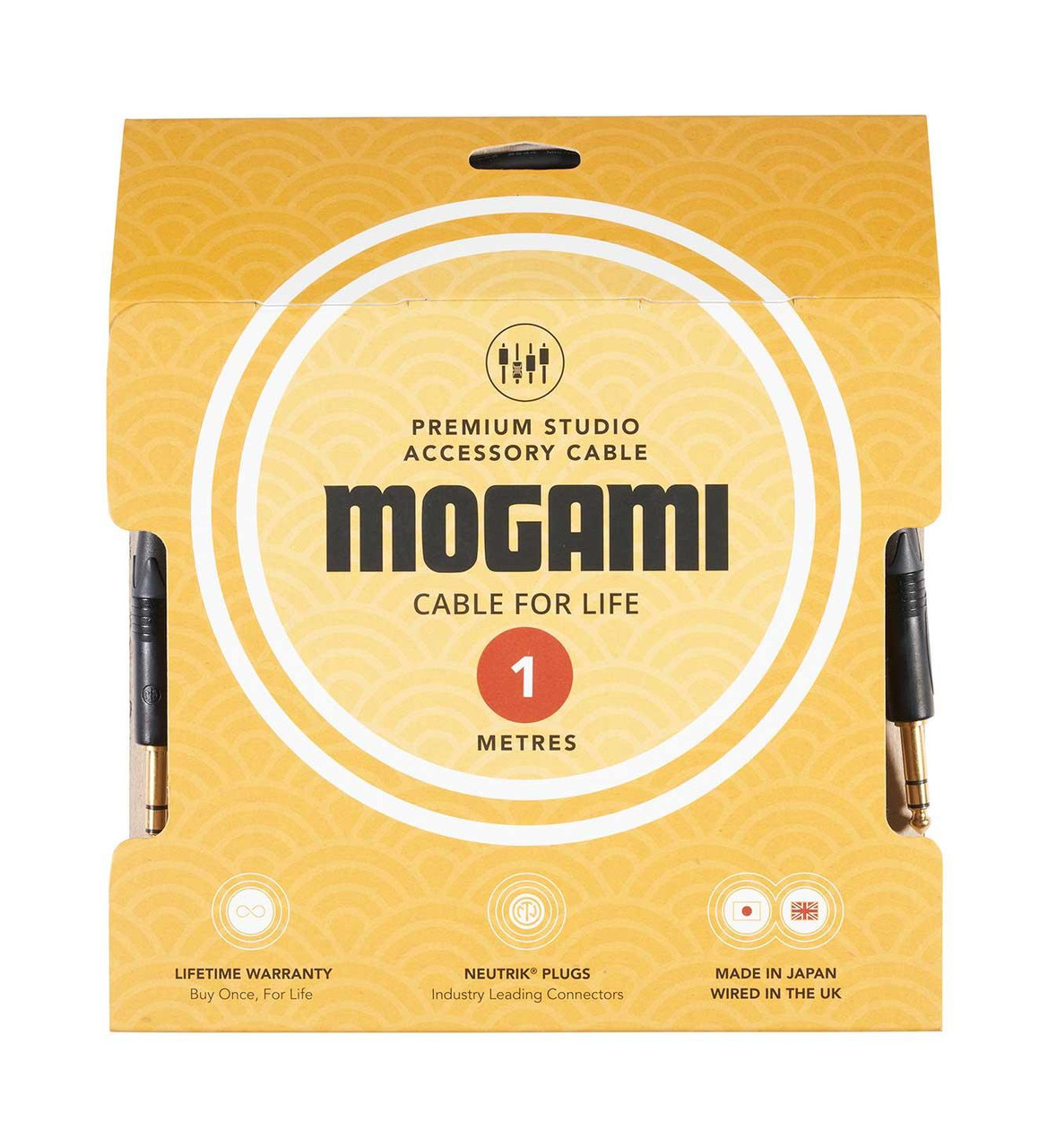 Mogami 2534 Quad Neglex 1m Cable Terminated with Neutrik Black and Gold TRS 1/4″ Jack