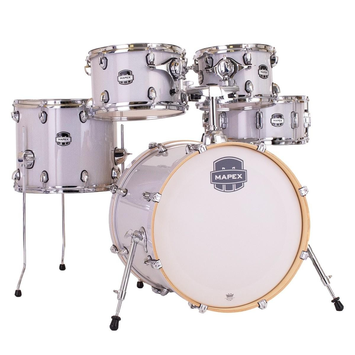 Mapex Mars Birch 20" Fusion Acoustic Drum Kit in White Diamond Sparkle Mapex Mars Birch 20" Fusion Acoustic Drum Kit in White Diamond Sparkle